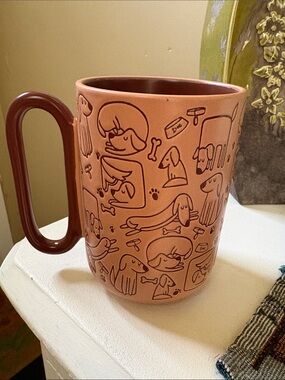 Ceramic Dog-Print Mug with Brown Handle